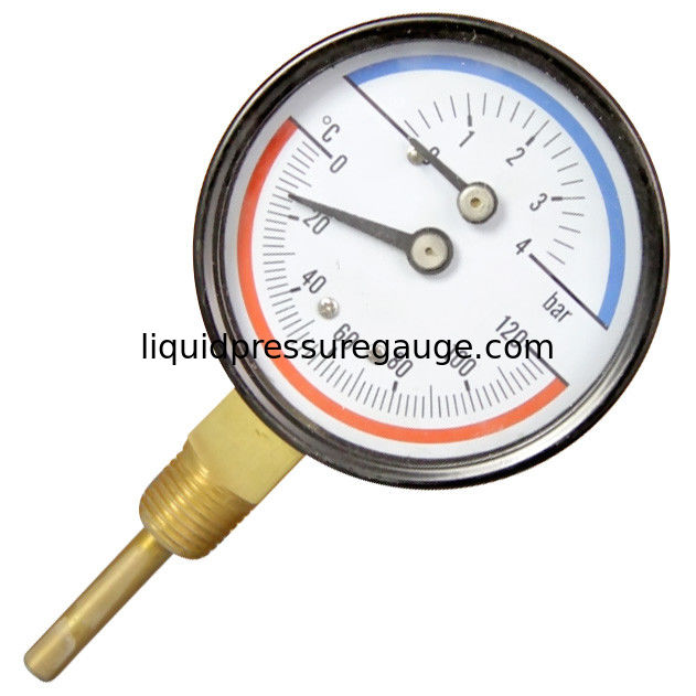 Bottom 2.5'' 63MM Pressure Temperature Gauges 16 Bar 1/2 BSPT