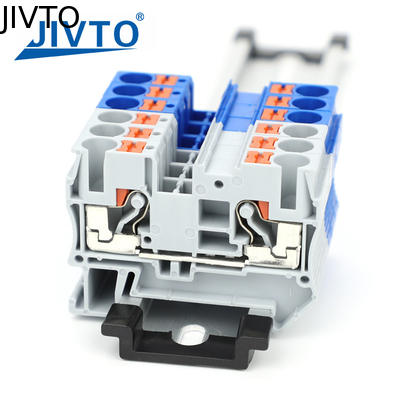 PT6 Τερματικό μπλοκ Din Rail 6mm2 χωρίς βίδες Σημείο τροφοδοσίας ελαστικών μέσω συνδετήρα Σύρμα ηλεκτρικής ταινίας
